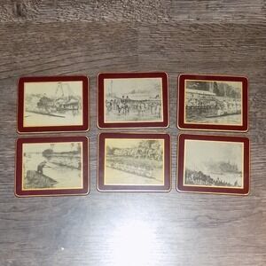 Lady Clare Vintage Coasters Set 6 England Equestrian Rowing Good OS